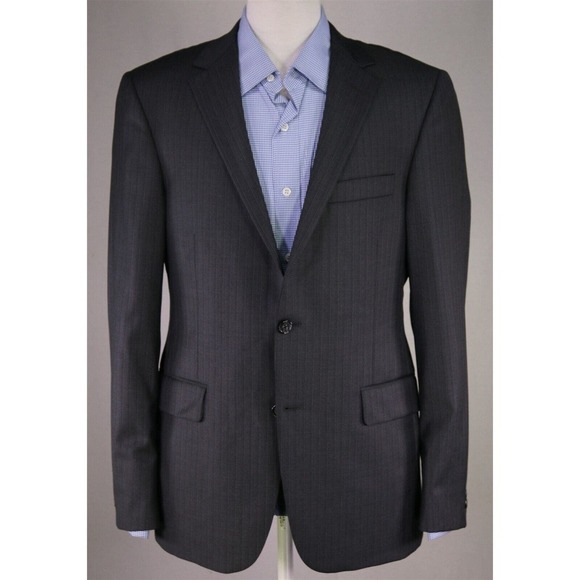 Hickey Freeman Roberto Current Model Gray Striped Suit Blazer Jacket 40R - Picture 2 of 9